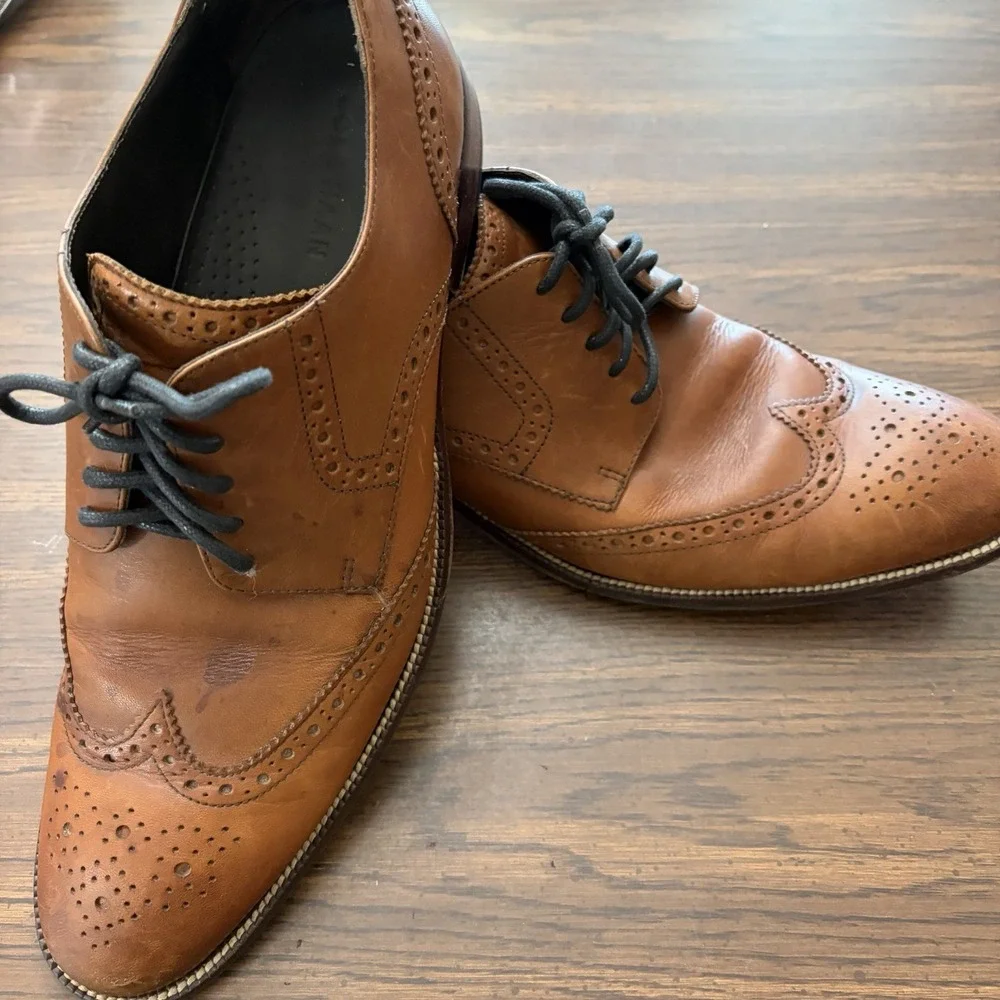 Cole Haan Men's Brown Leather Wingtips Size 10.5 Oxford Brogues